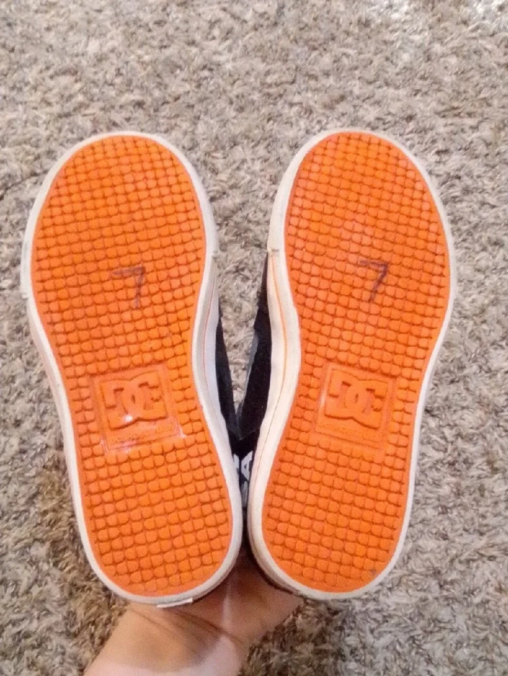 #. DC Kids Radar Skate Shoes.Black & Orange. Size: 1 Youth